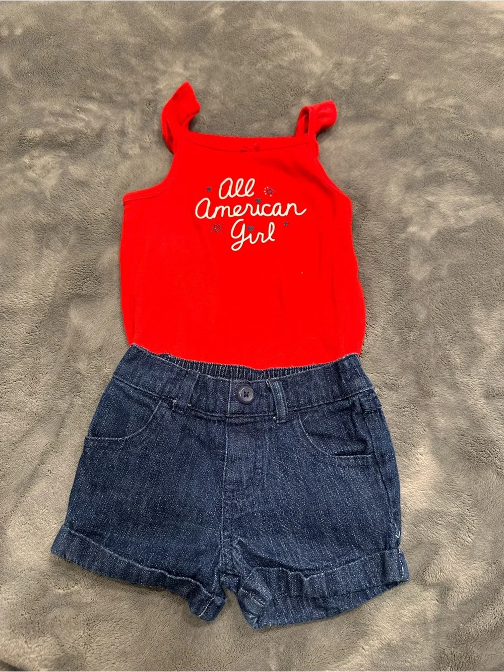 Garanimals Red Tank Top with Dark Blue Denim Shorts